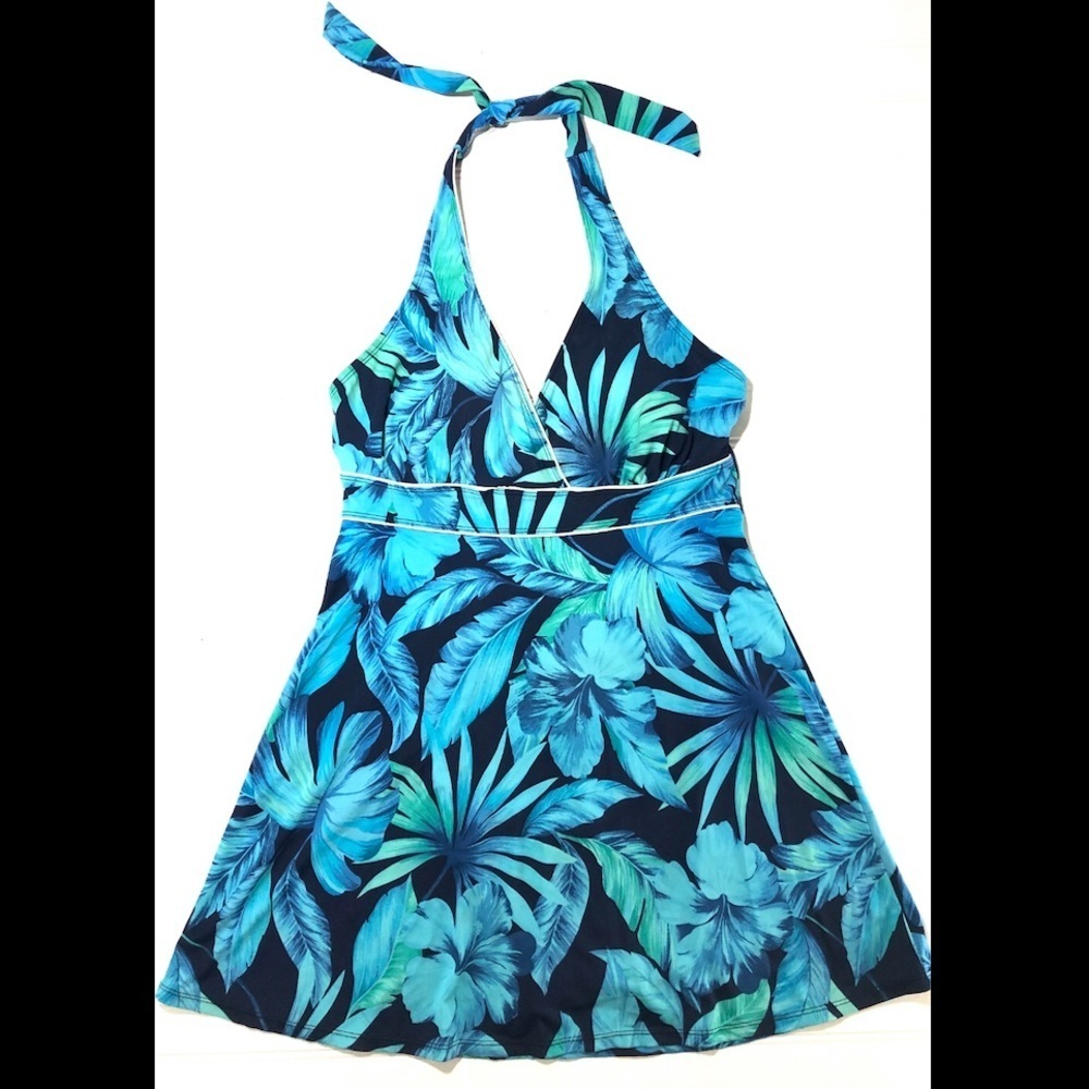 Islander Tropical Halter swimsuit swim dress  8